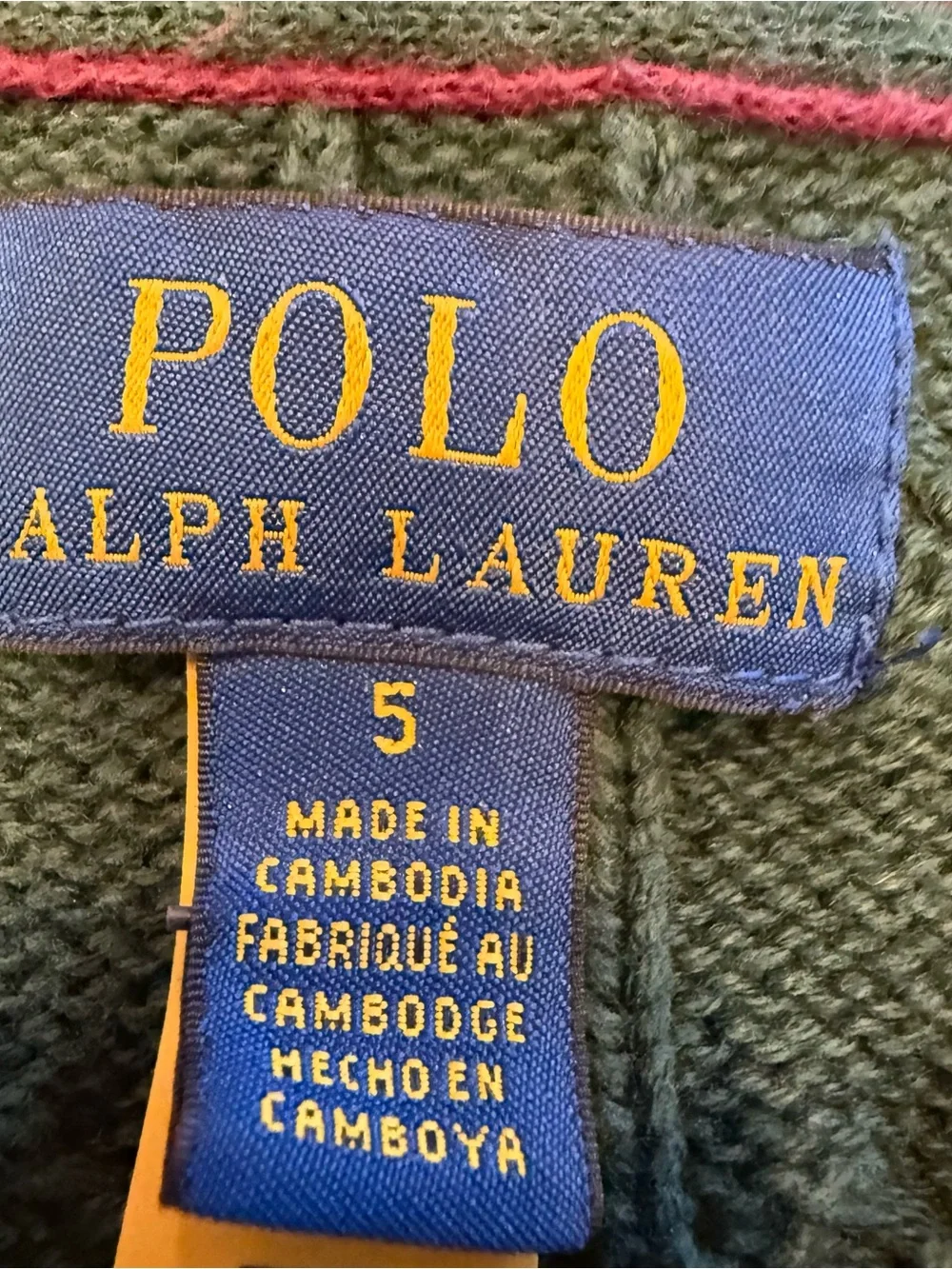 Polo Ralph Lauren Boys 2 PCS Set Green Cable Knit & Checkered Shirt Sz 5